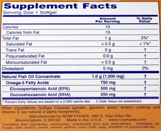NOW Foods Ultra Omega-3 1000 mg - 180 Kapseln